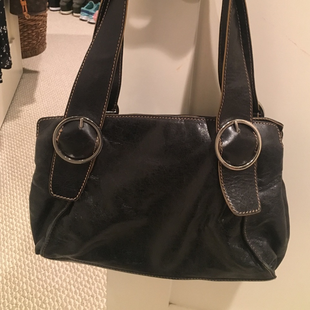 Ginger Michelle Black Leather Medium Handbag